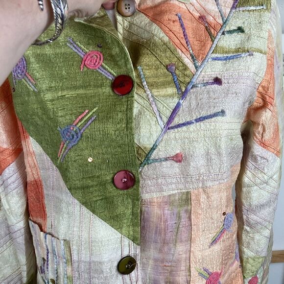 Parsley & Sage silk boho avant garde charming mixed media lined jacket VTG - Picture 7 of 10